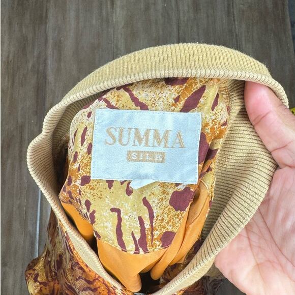 SUMMA SILK Silk Bomber Jacket Vintage Safari Print 90s artsy maximalist  Boho - Picture 7 of 8